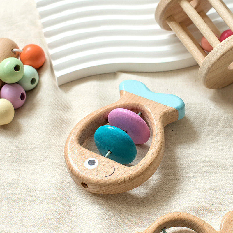 Wooden Baby Sensory Toy Set | Eco-Friendly Montessori 5-Piece Rattle & Teether Set