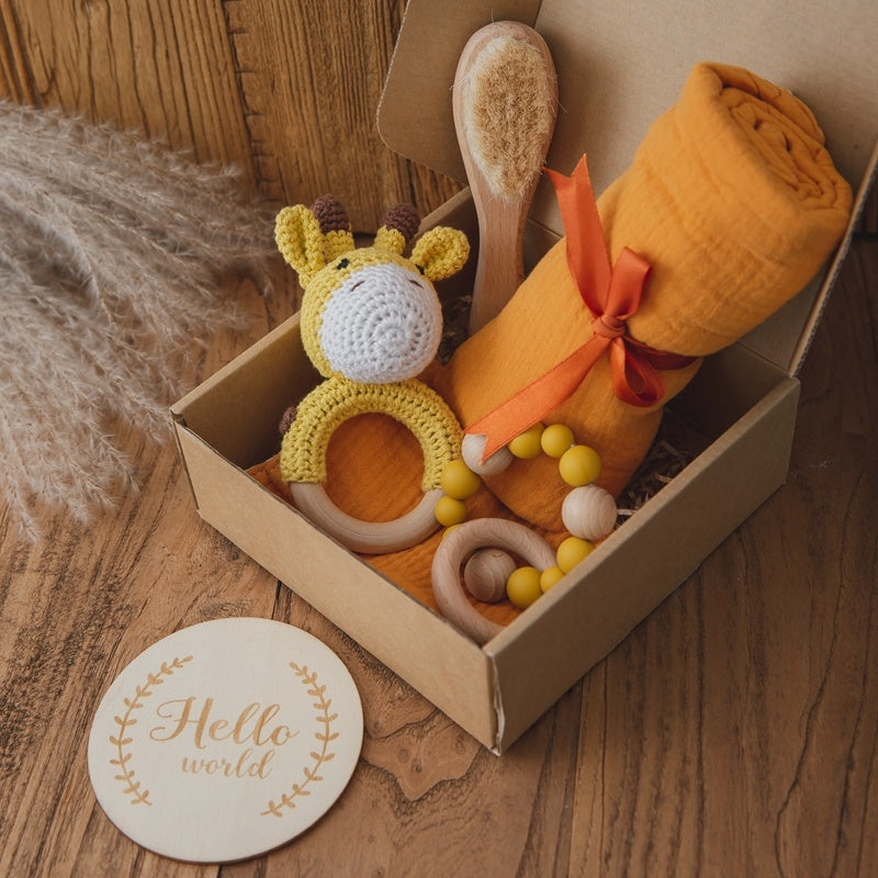Organic baby plush toy gift set featuring soft, hypoallergenic, and non-toxic stuffed toys. Eco-friendly and gentle on delicate skin, perfect for newborns and toddlers.