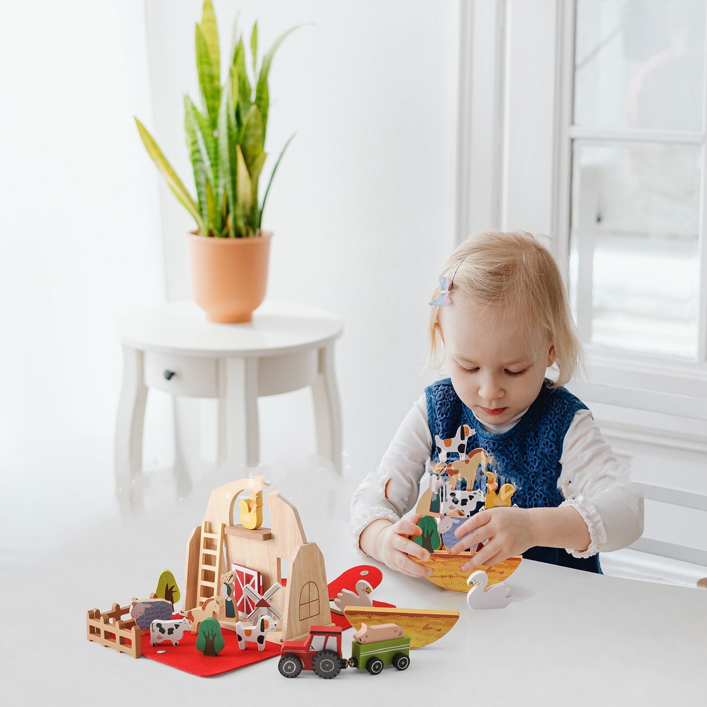 Wooden Barn Playset | Montessori Early Learning Building Blocks