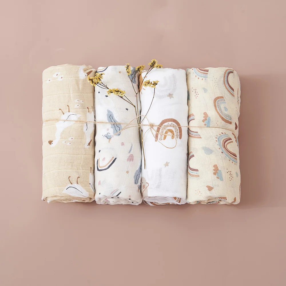 Children's Bamboo Gauze Bath Towel Blanket – Soft & Breathable (Set of 4)