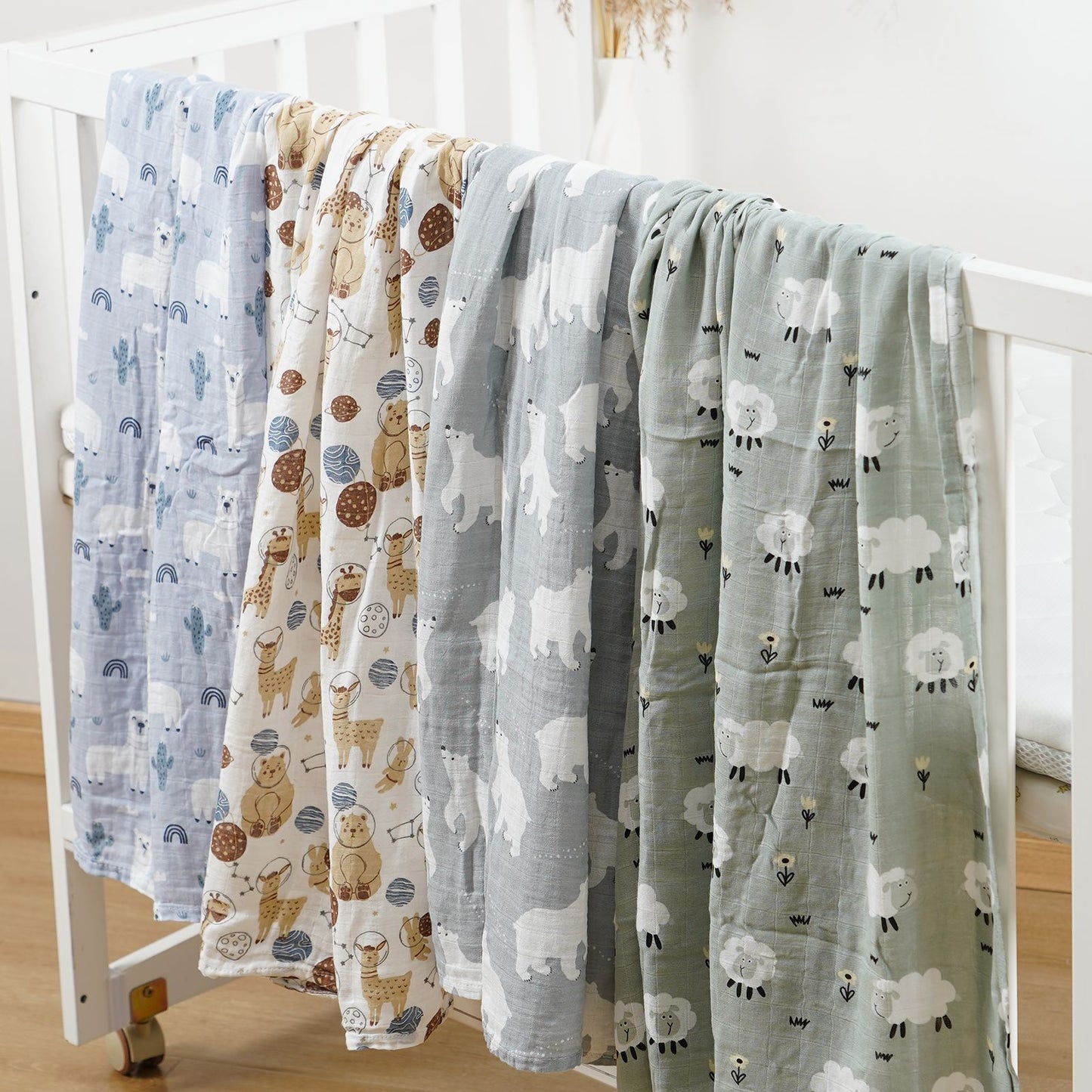 Children's Bamboo Gauze Bath Towel Blanket – Soft & Breathable (Set of 4)