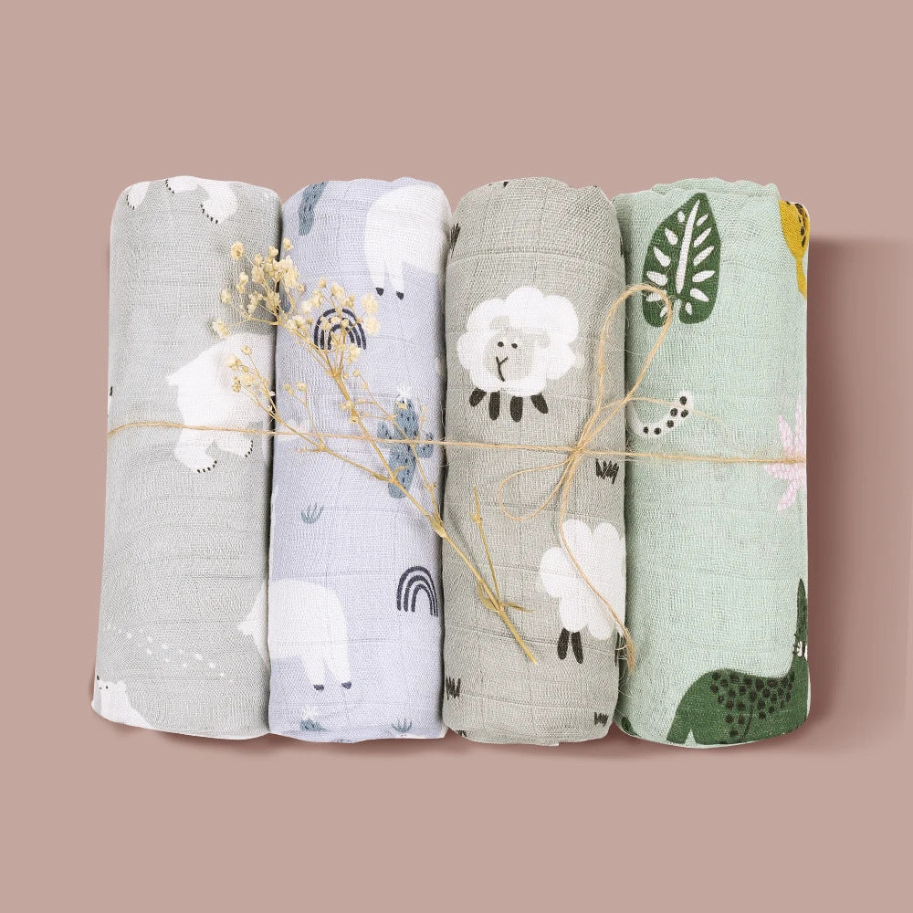 Children's Bamboo Gauze Bath Towel Blanket – Soft & Breathable (Set of 4)