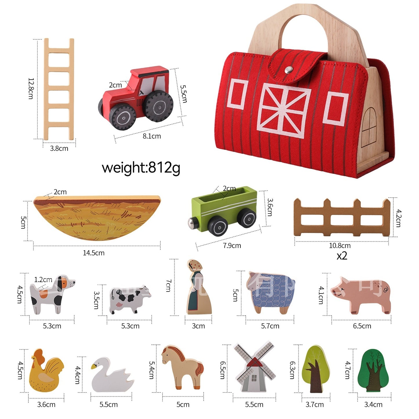 Wooden Barn Playset | Montessori Early Learning Building Blocks