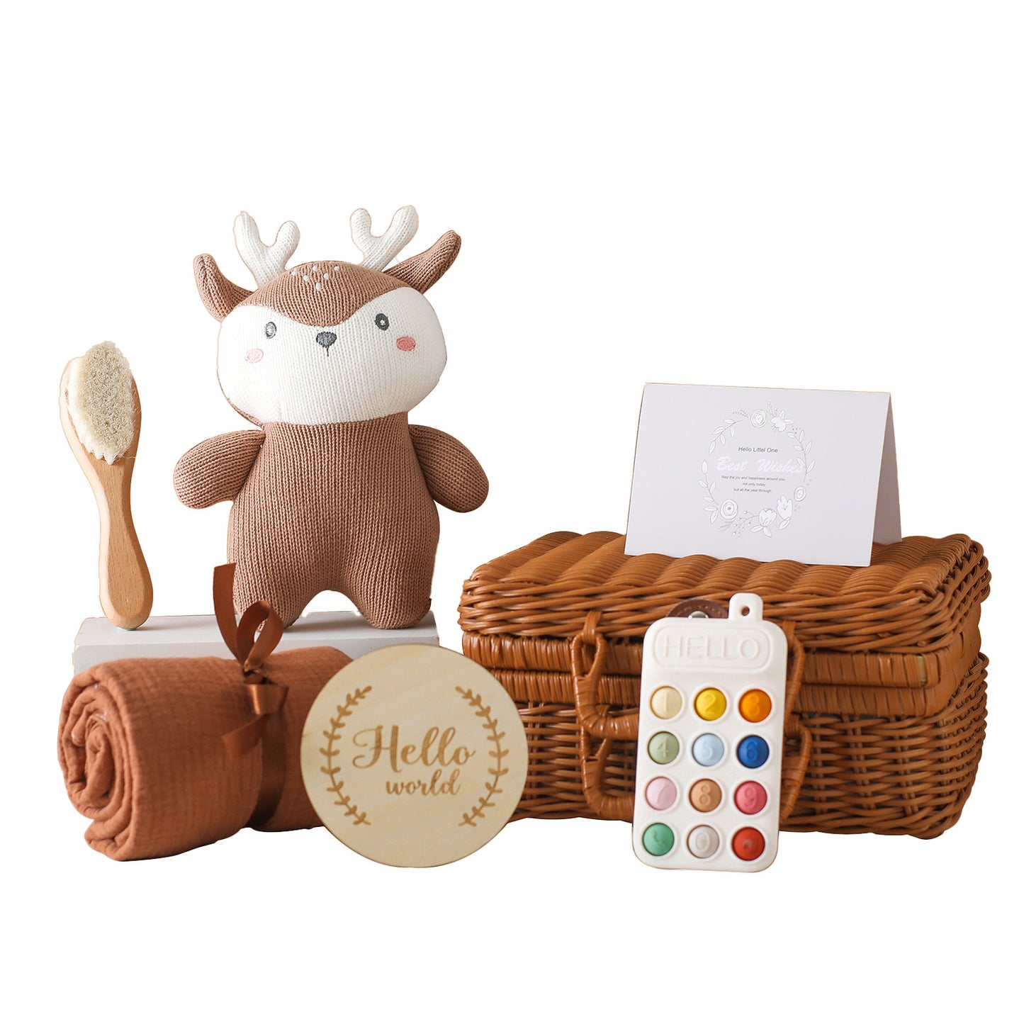 Organic soft plush baby gift set featuring hypoallergenic, non-toxic baby toys. Gentle on delicate skin, perfect for newborns and toddlers.