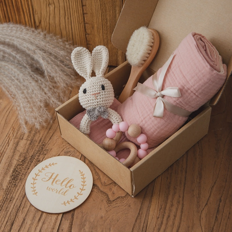 Organic baby plush toy gift set featuring soft, hypoallergenic, and non-toxic stuffed toys. Eco-friendly and gentle on delicate skin, perfect for newborns and toddlers.