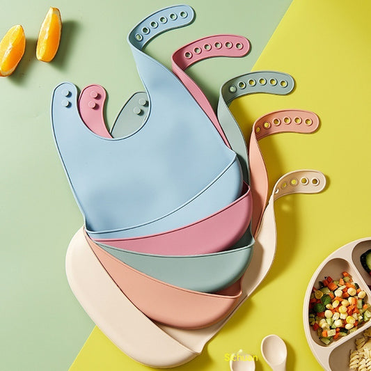 Soft silicone waterproof baby bib – BPA-free and adjustable for mess-free feeding