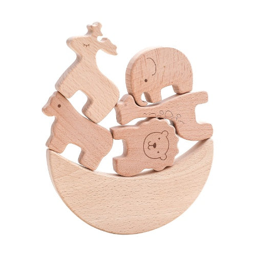 Wooden Children's Moon Balance Building Blocks - Eco-friendly Montessori Toy Set